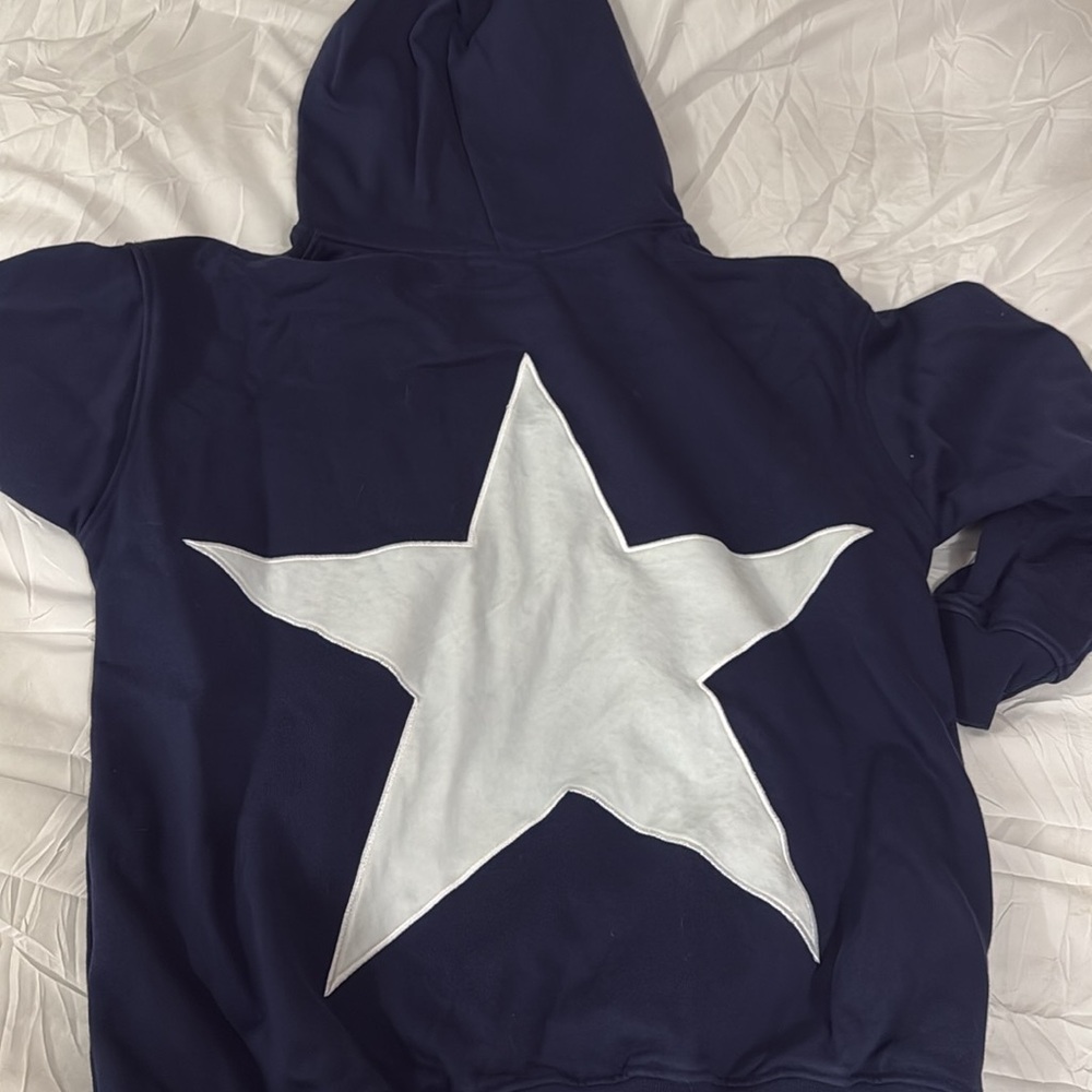 Aelfric Eden Navy Blue Hoodie with White Star Design - Picture 4 of 4